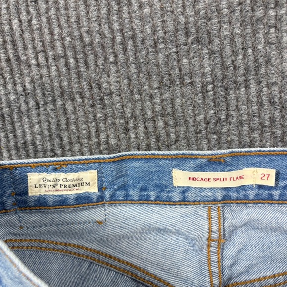 Levi's Jeans Women's 27 Premium Ribcage Split Flare Light Wash Blue Denim Casual - Picture 6 of 10